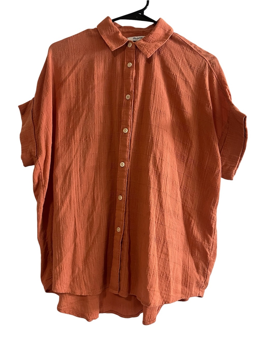 Madewell Oversized Short-Sleeve Button-Down in Terracotta Size Small
